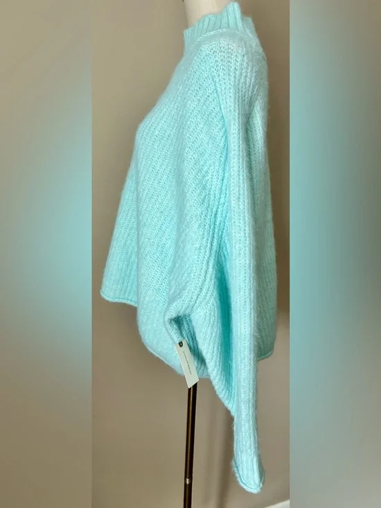 NWT Pilcro by Anthropologie Mock Neck Aqua Pullover - Picture 4 of 10